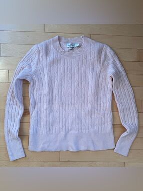 Vineyard Vines Cable Knit Cashmere Sz S Pink Sweater Striped Crewneck Pullover